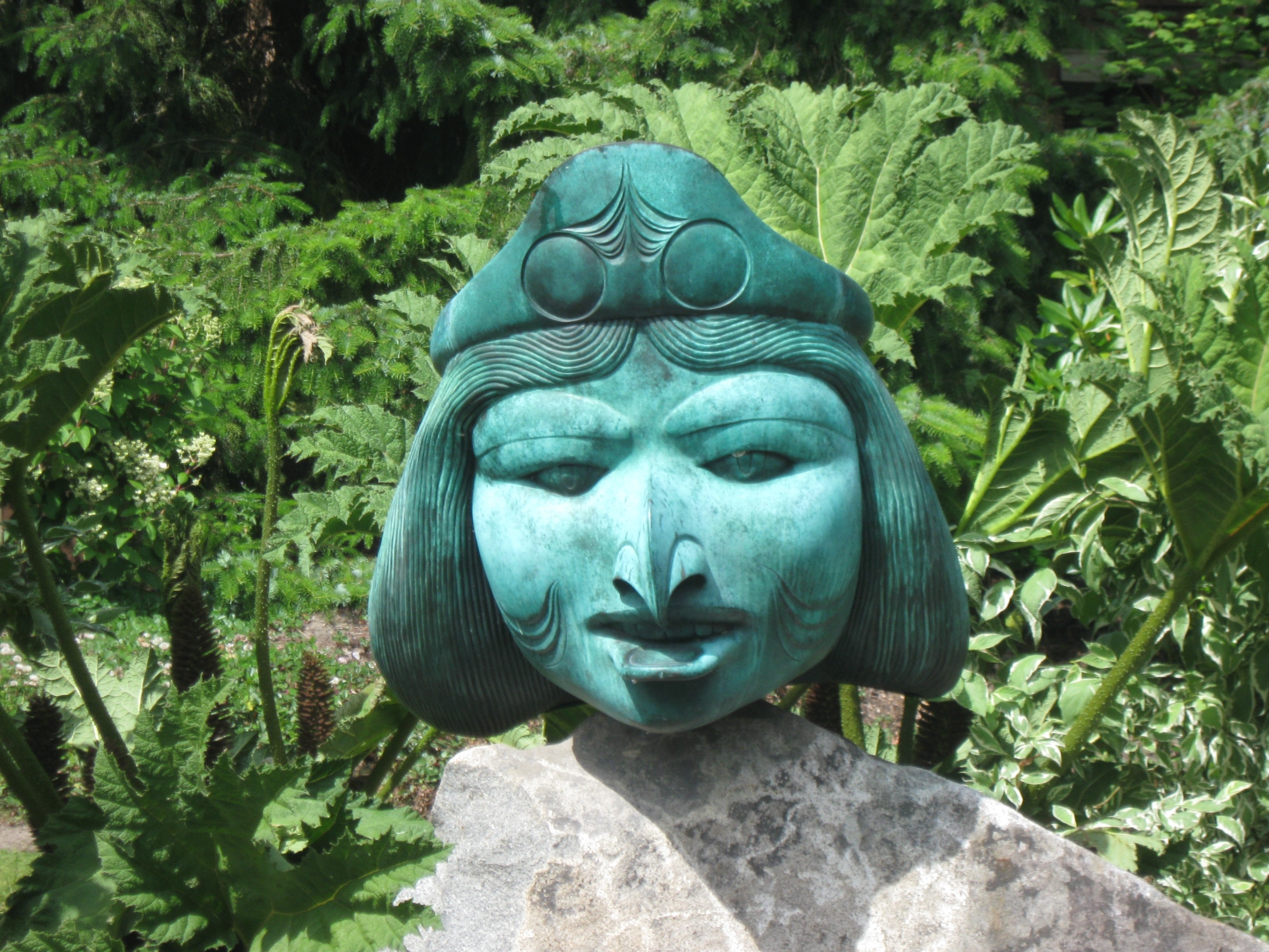 green buddha headbust
