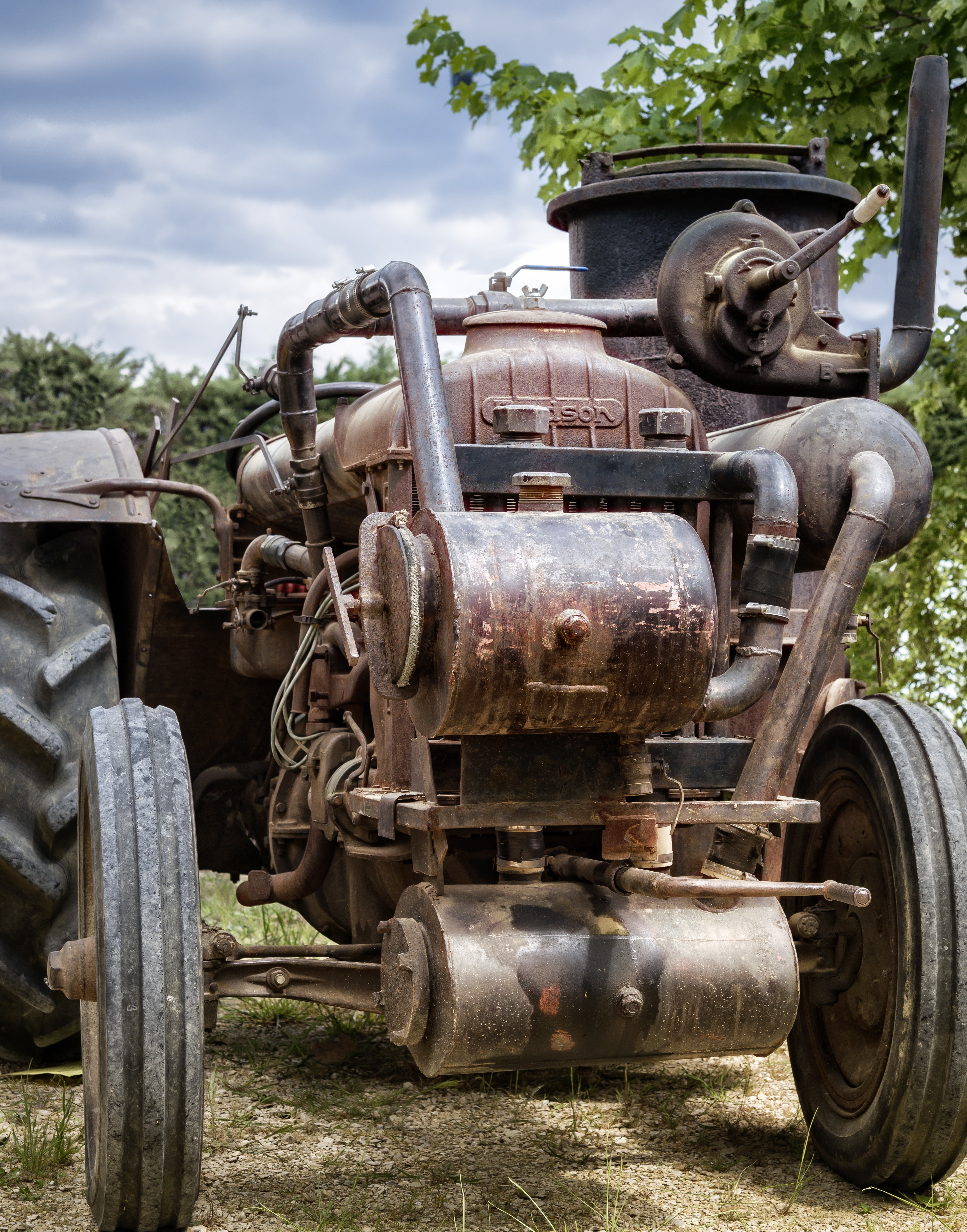 brown and gray tractor