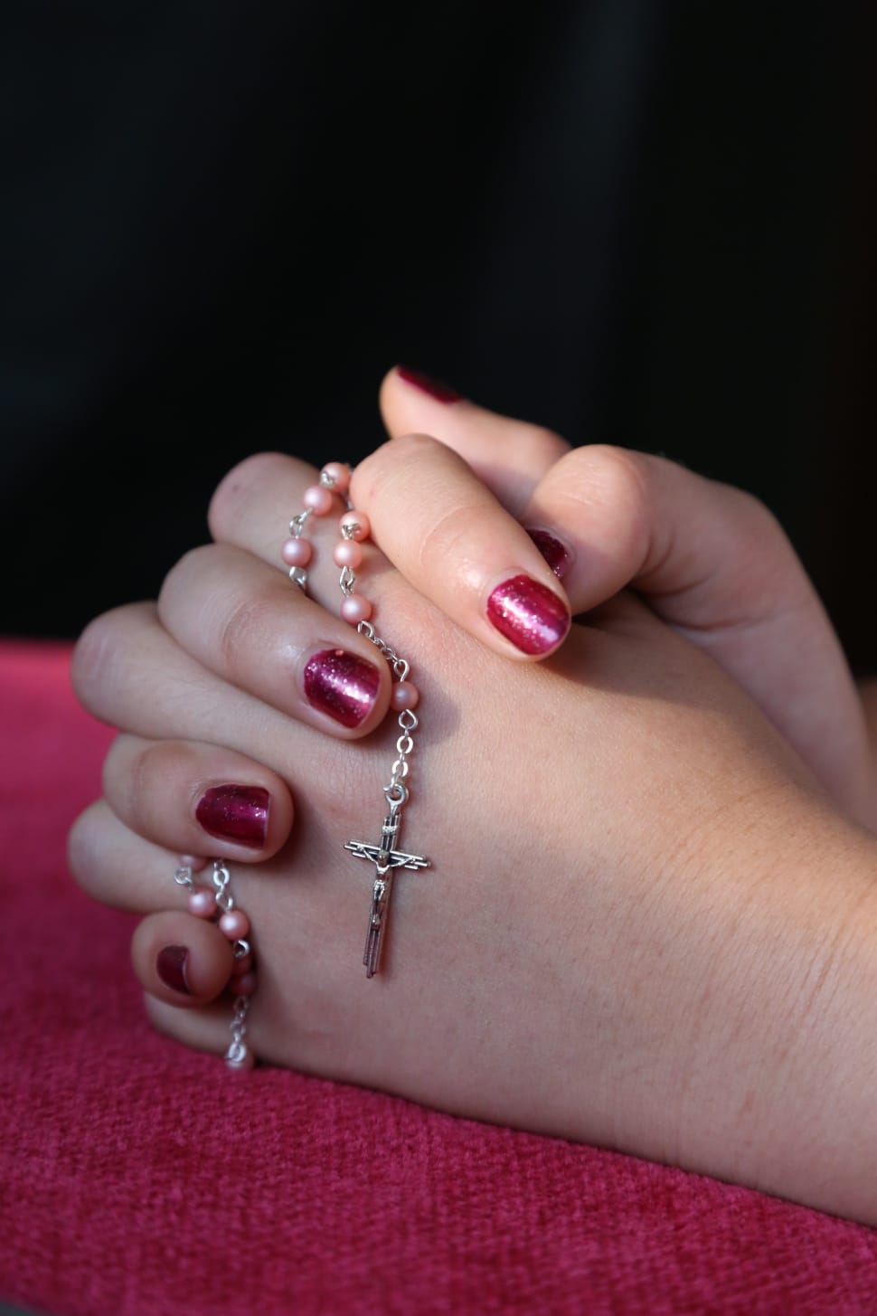 pink and silver rosary preview