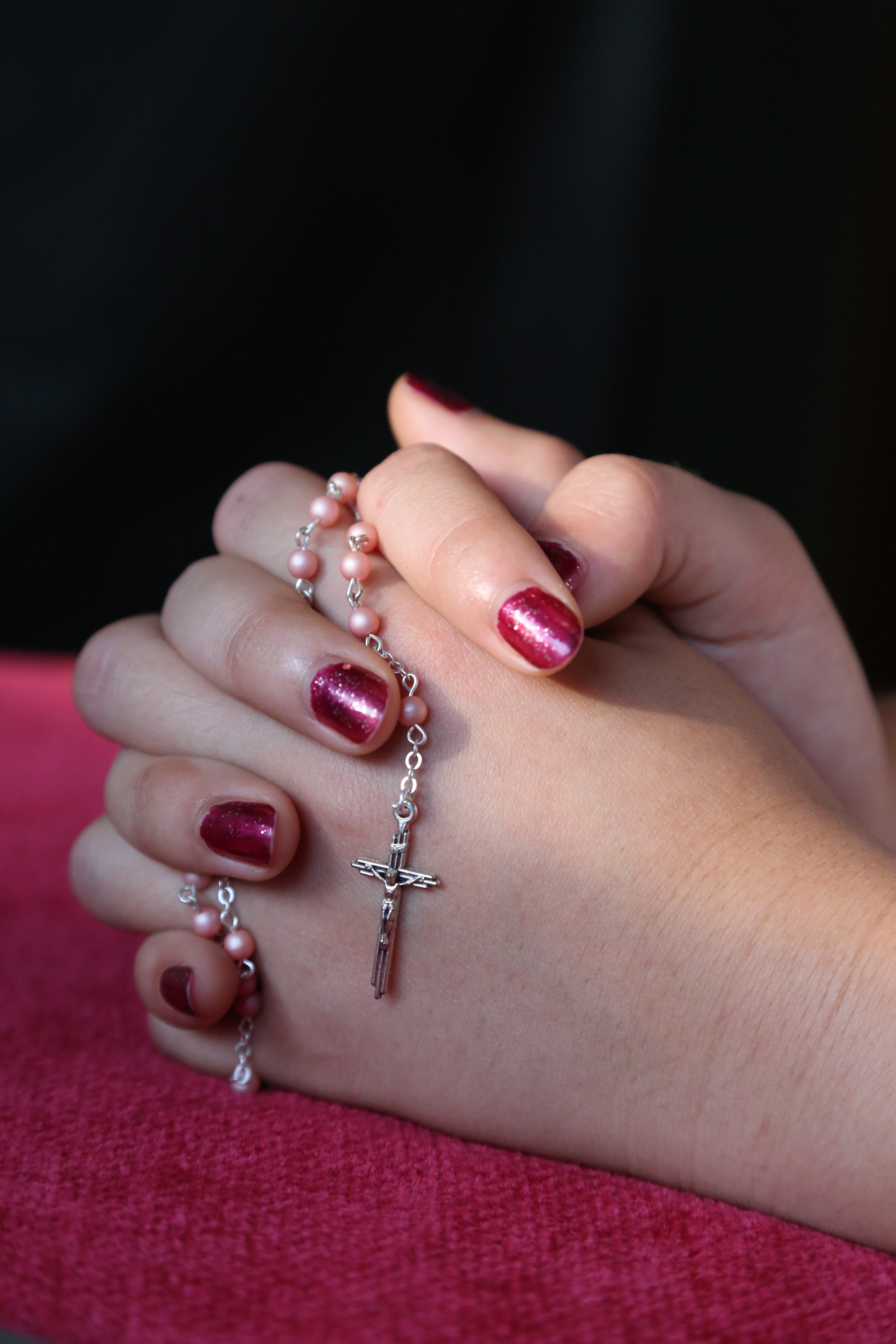 pink and silver rosary