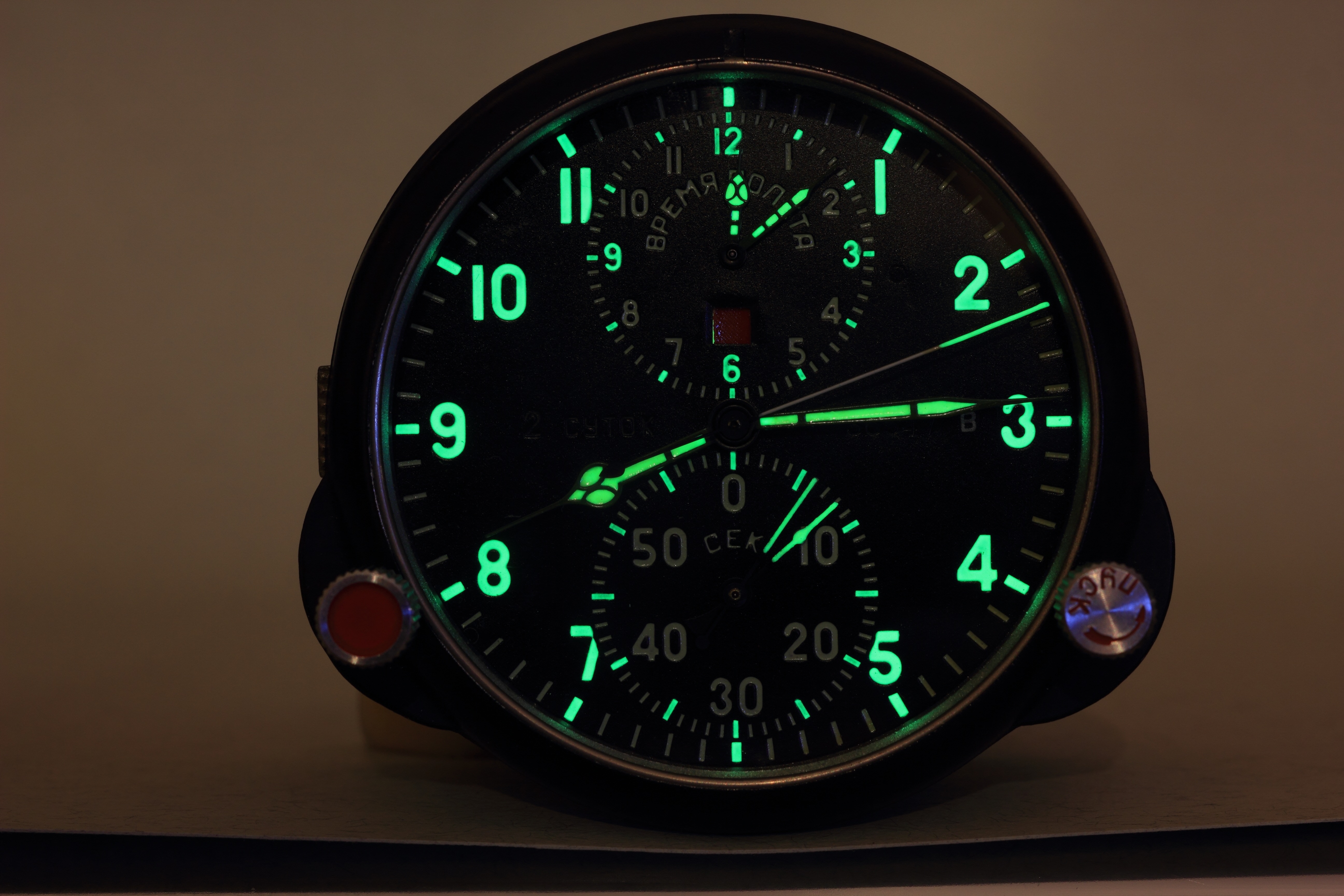 black round chronograph watch