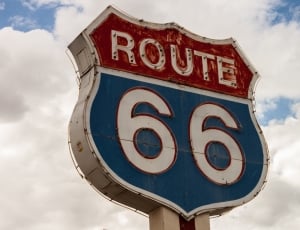 red white and blue rout 66 signage thumbnail