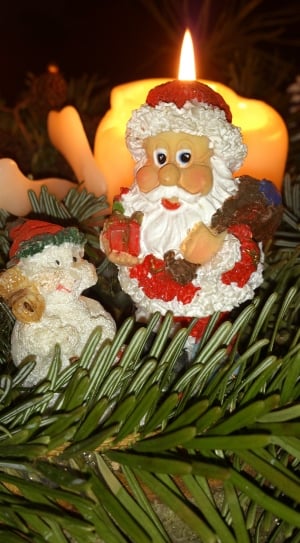 red brown and white santa claus ceramic figurine thumbnail