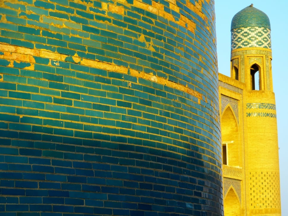 green and golden bricked mosque preview