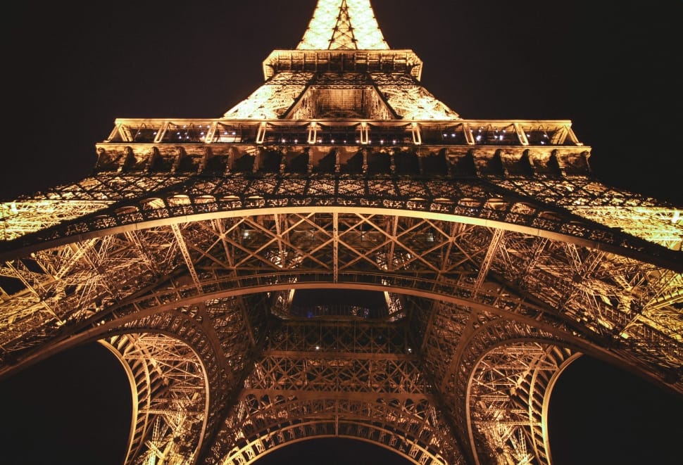 eiffel tower during night time in low angle photography preview