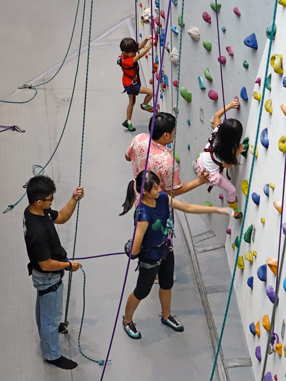 white blue and yellow multicolored climbing wall preview