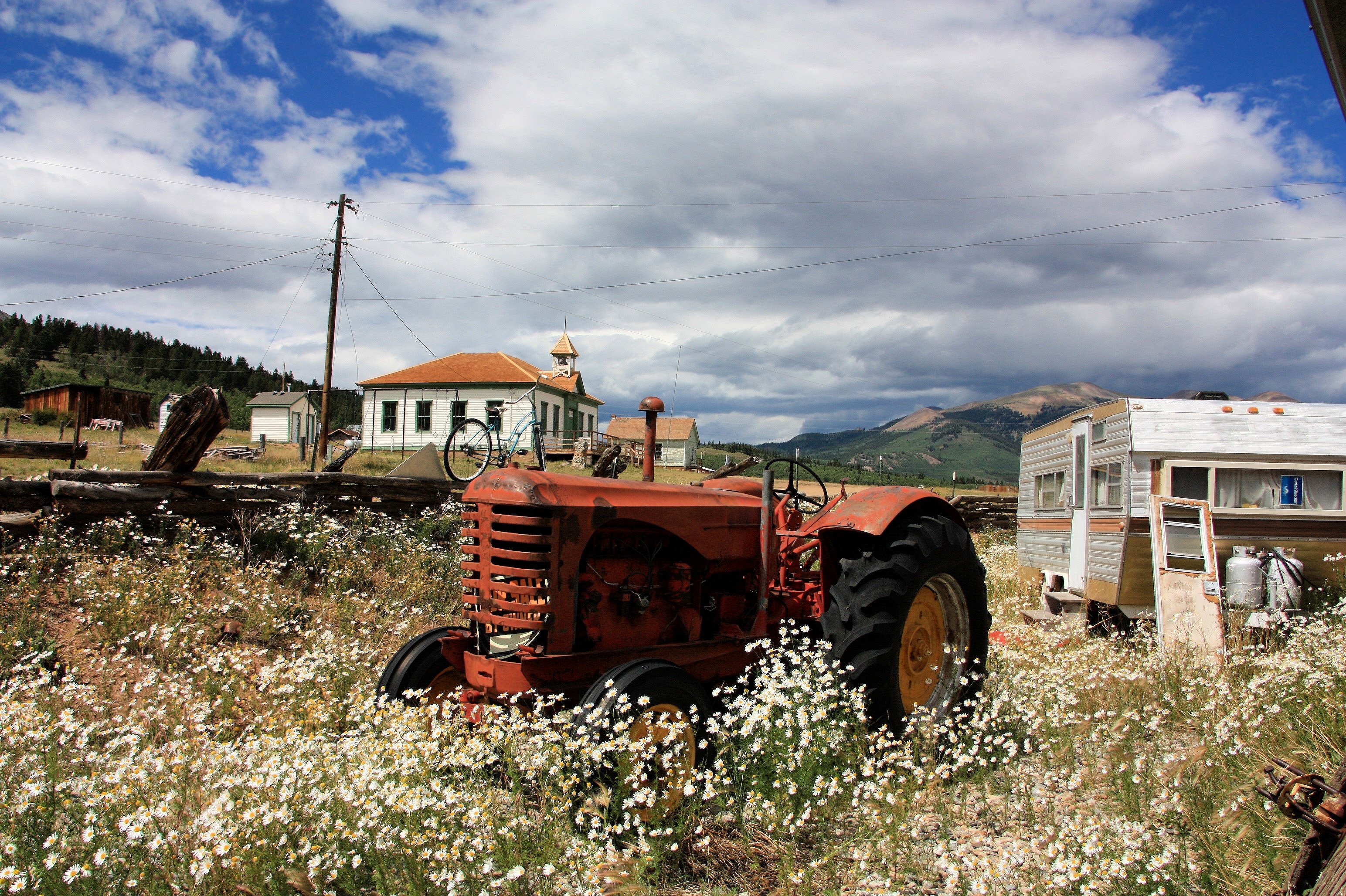 red steel tractor