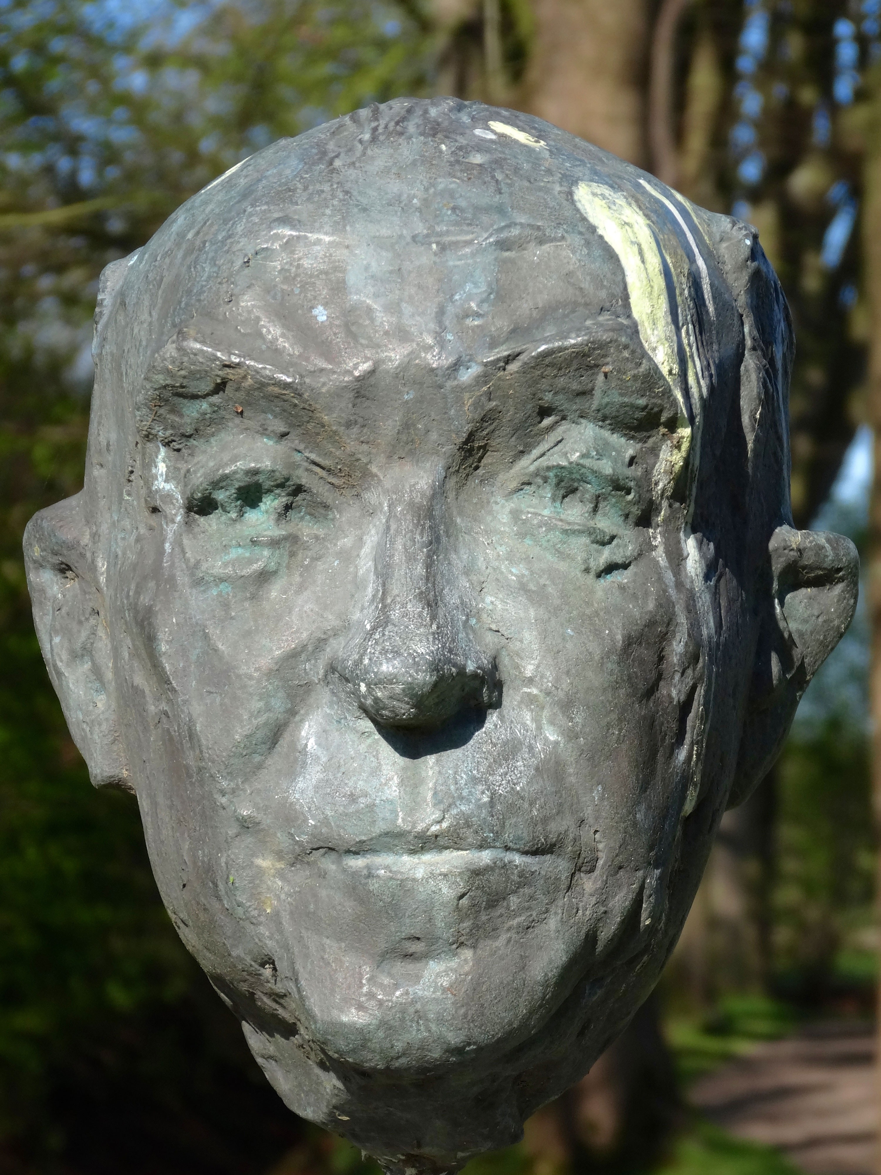 black concrete head bust