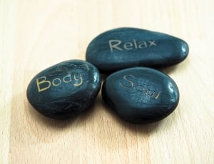 three black stoned with body,relax, and soul text thumbnail