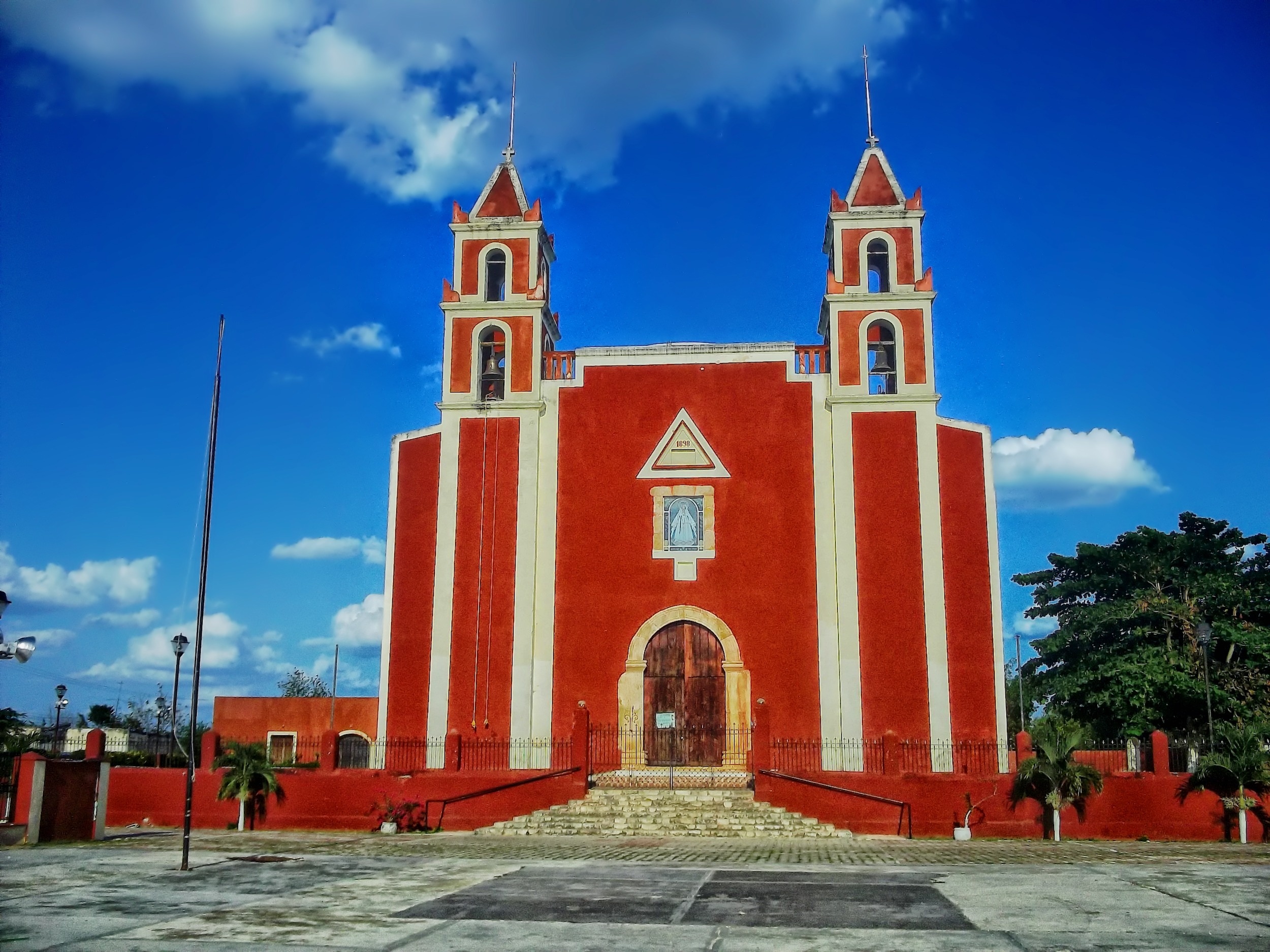 white and red painted cathedral