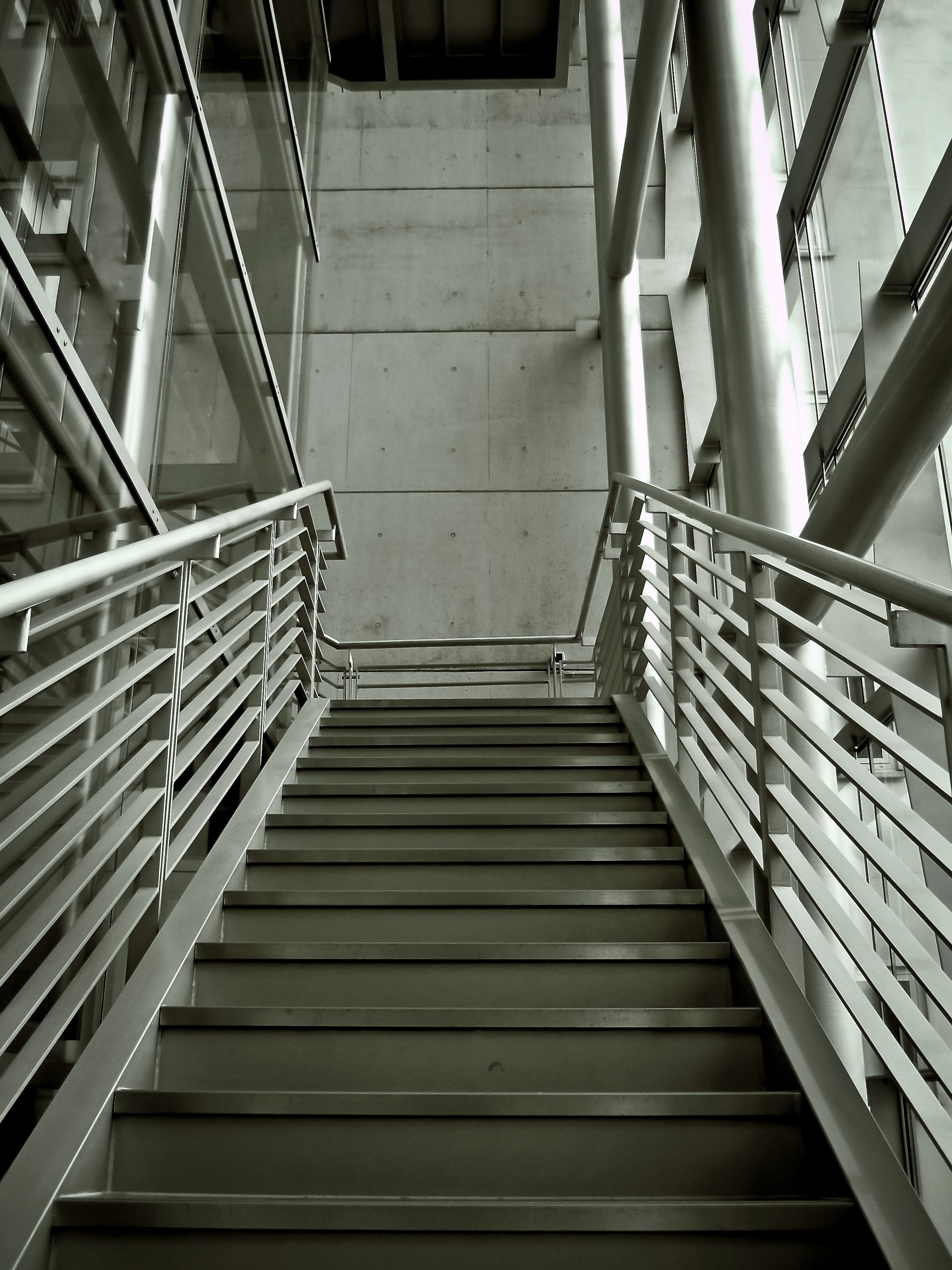 grey metal stairs