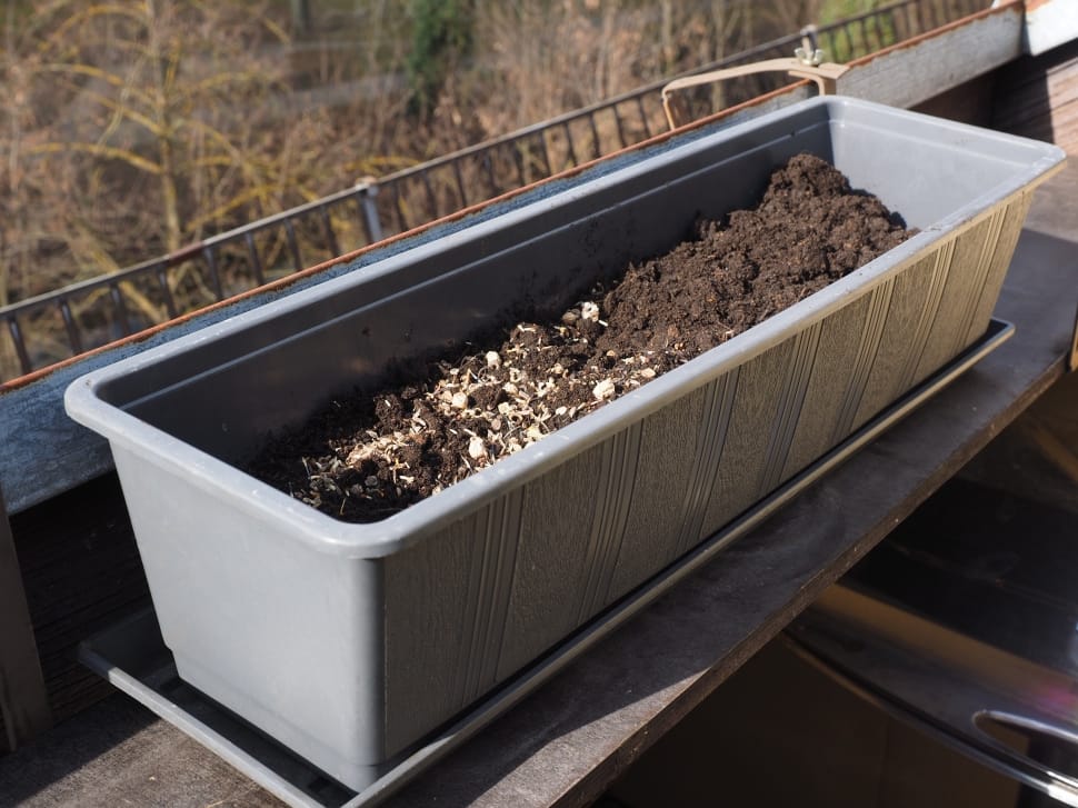 rectangular gray plant container preview