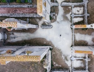 high angle photography of building with snow thumbnail