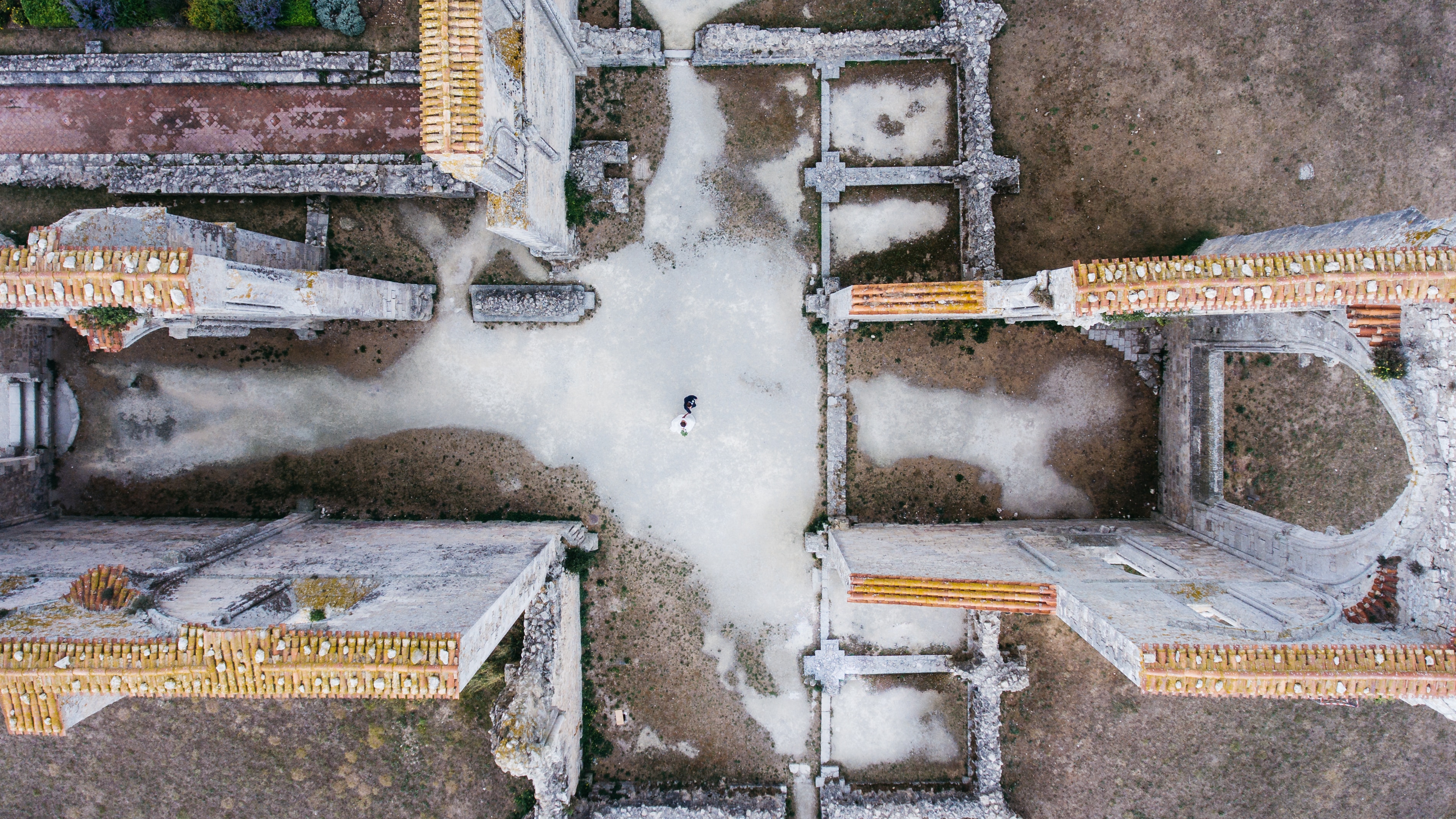 high angle photography of building with snow