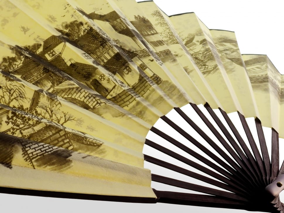 gold and brown hand fan wall decor preview