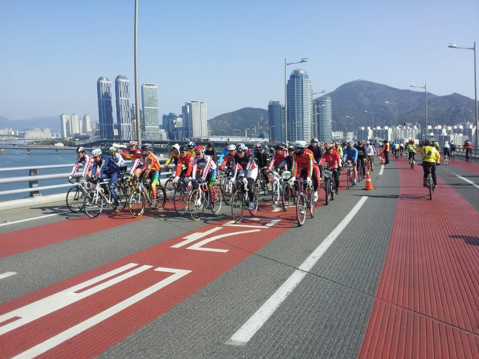 Gwangan Bridge, Bike Contest, Bike Fest, large group of people, city preview