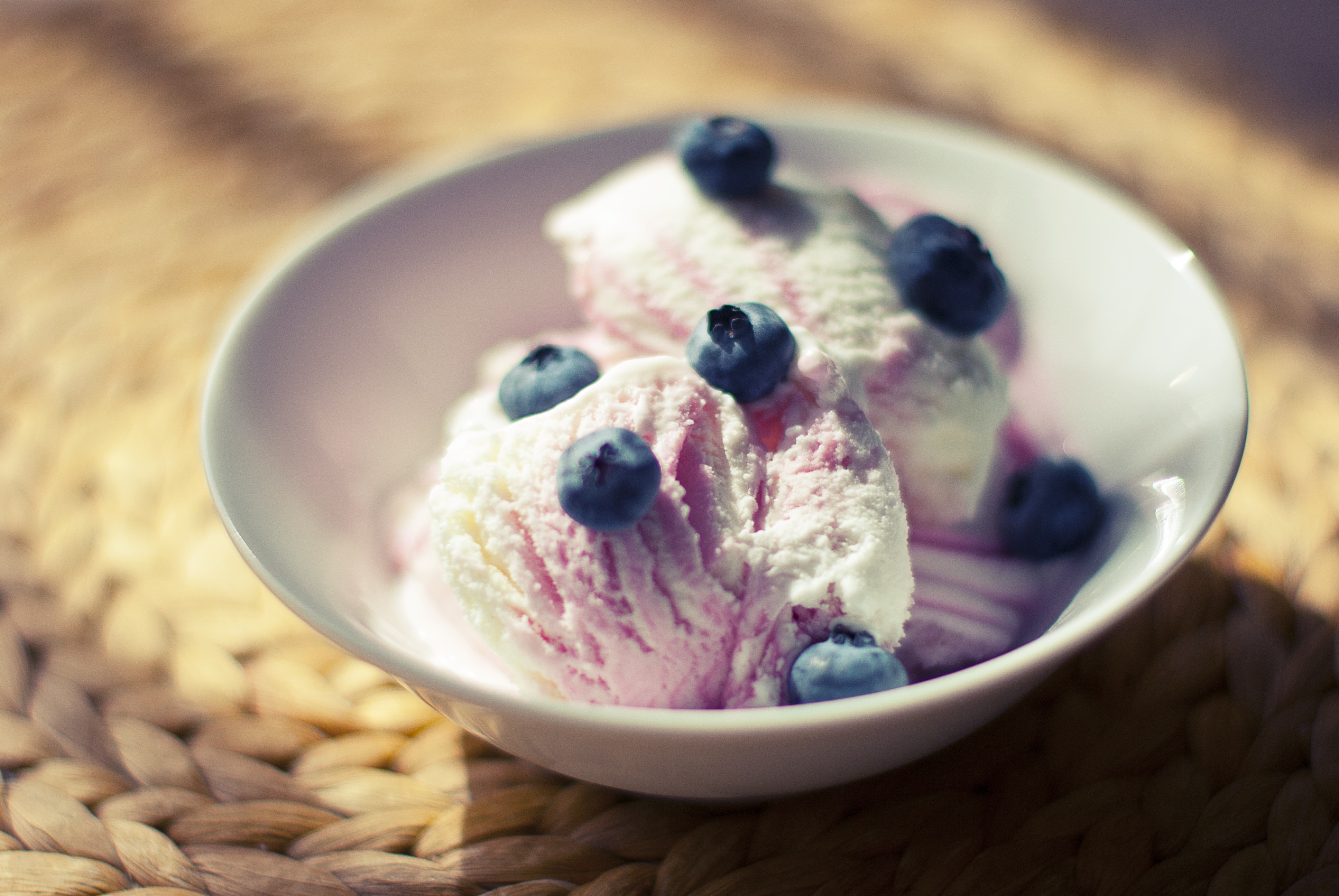 Ice Cream, Bowl, Dessert, Blueberries, food and drink, close-up