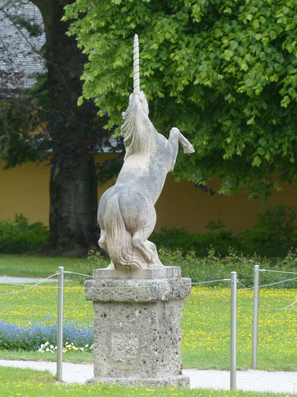 white unicorn concrete statue preview