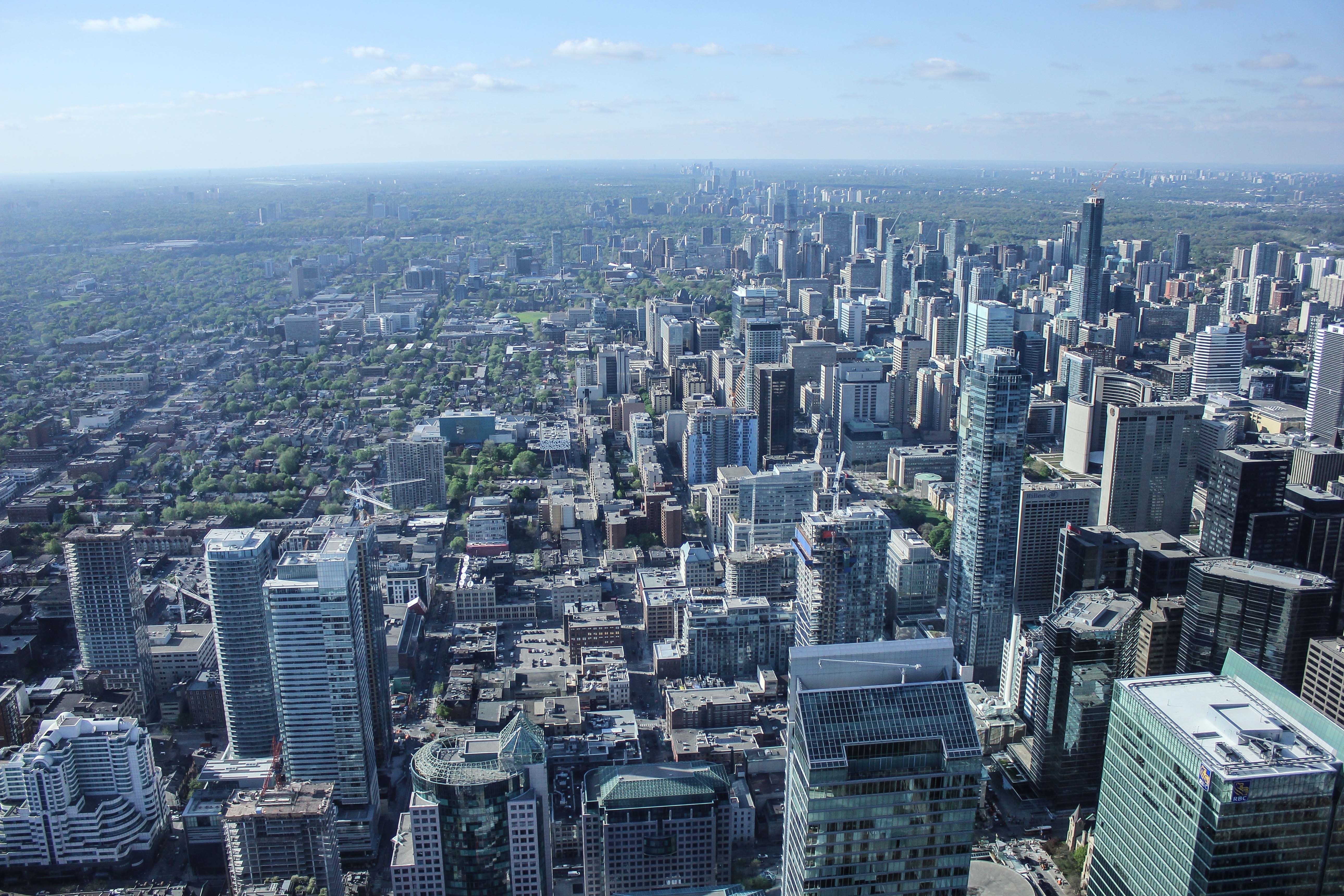 aerial view of mid and high-rise buildings