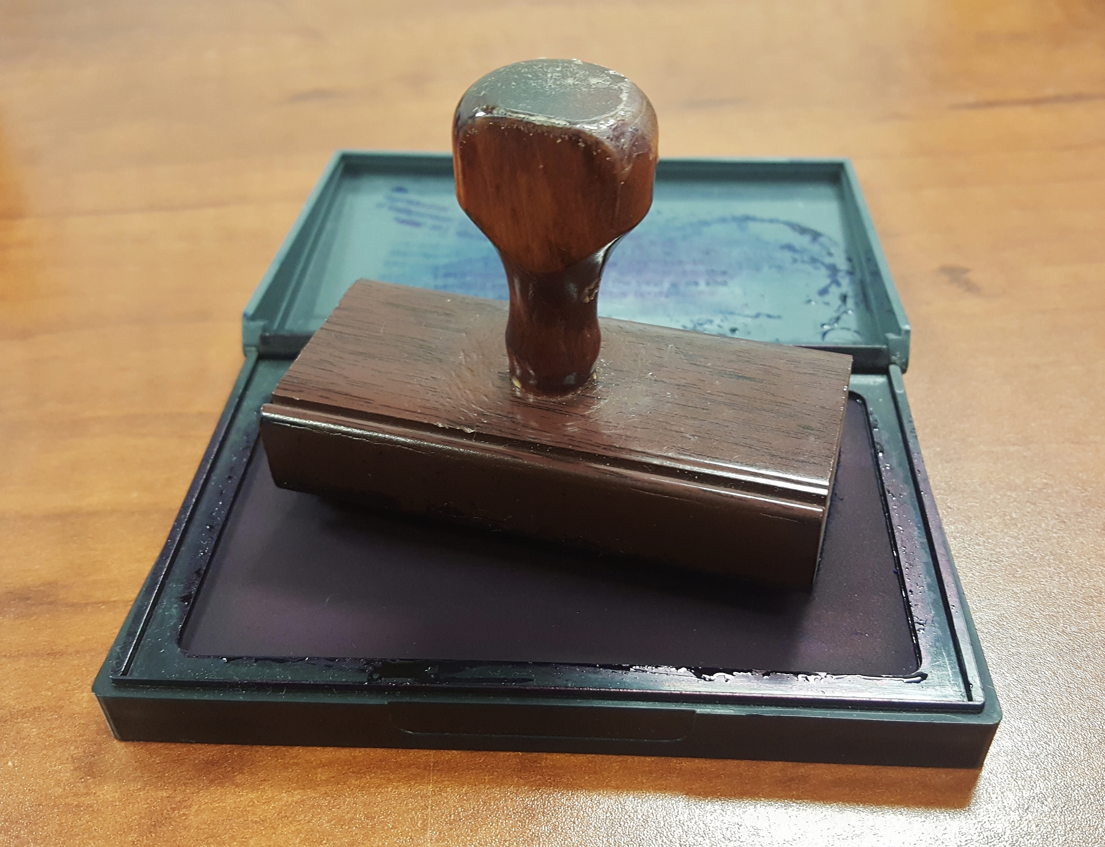 brown wooden stamp pad