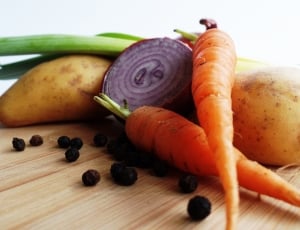 two carrots two potatoes onion and pepper thumbnail