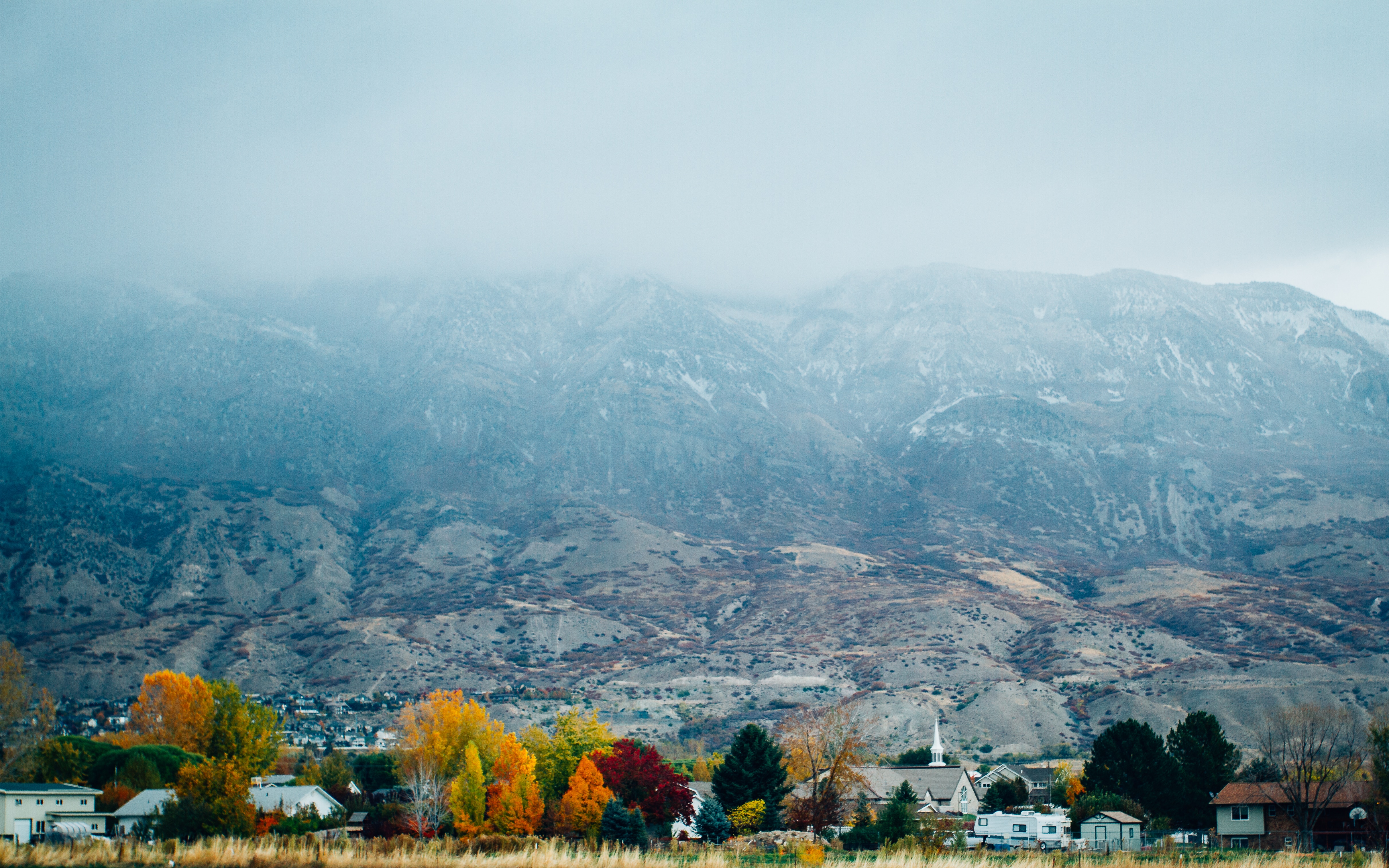 gray and snow covered mountains photo