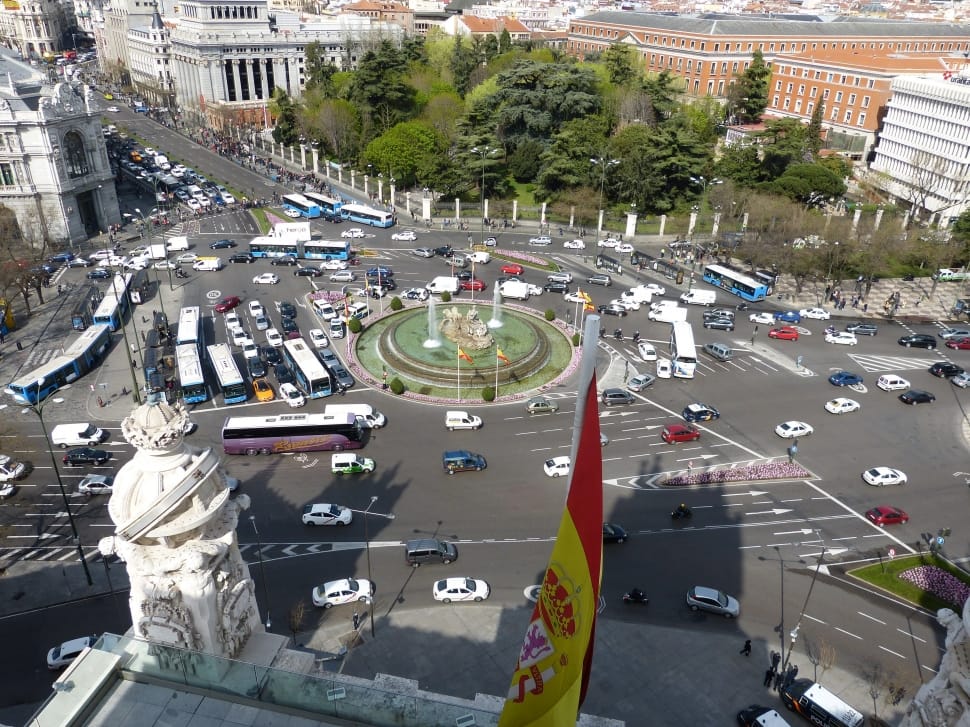 Madrid, Spain, Traffic, Road, Capital, high angle view, aerial view preview
