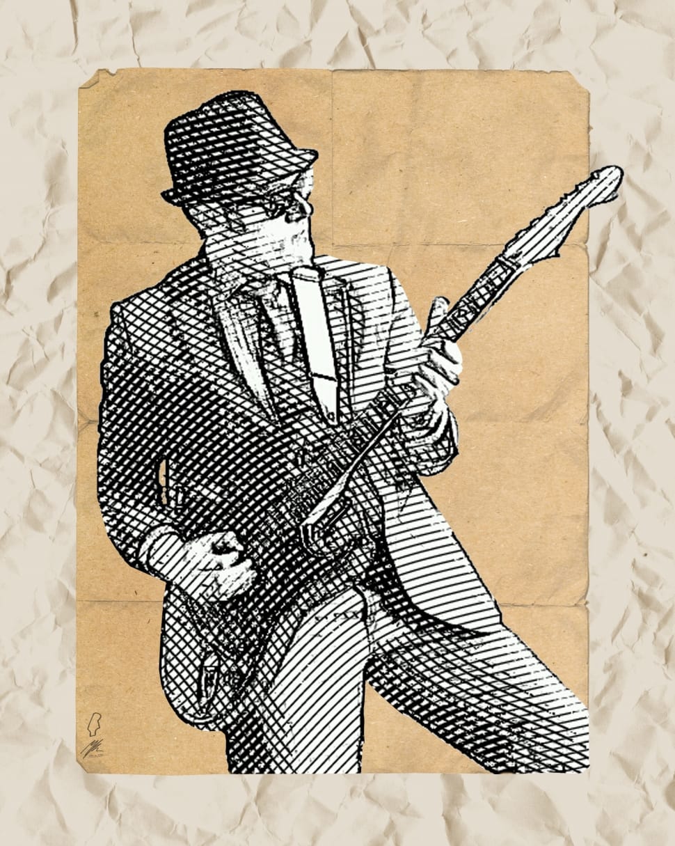 man playing guitar sketch preview