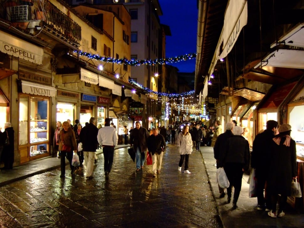 Florence, Italy, Gold Bridge, walking, night preview