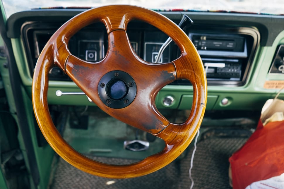 brown wooden car steering wheel preview