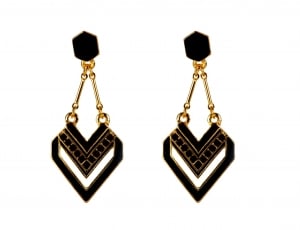 pair of gold and black earrings thumbnail