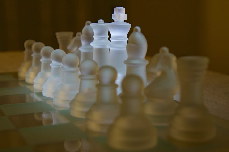 white and beige crystal chess piece preview