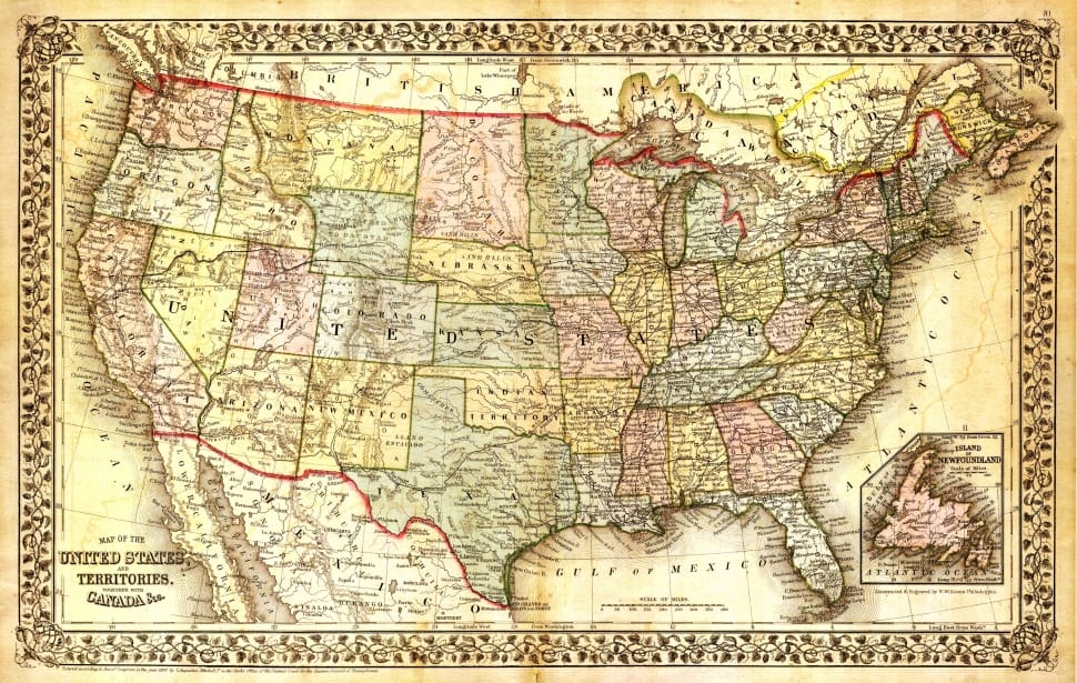United States Map, North America Map, antique, old preview