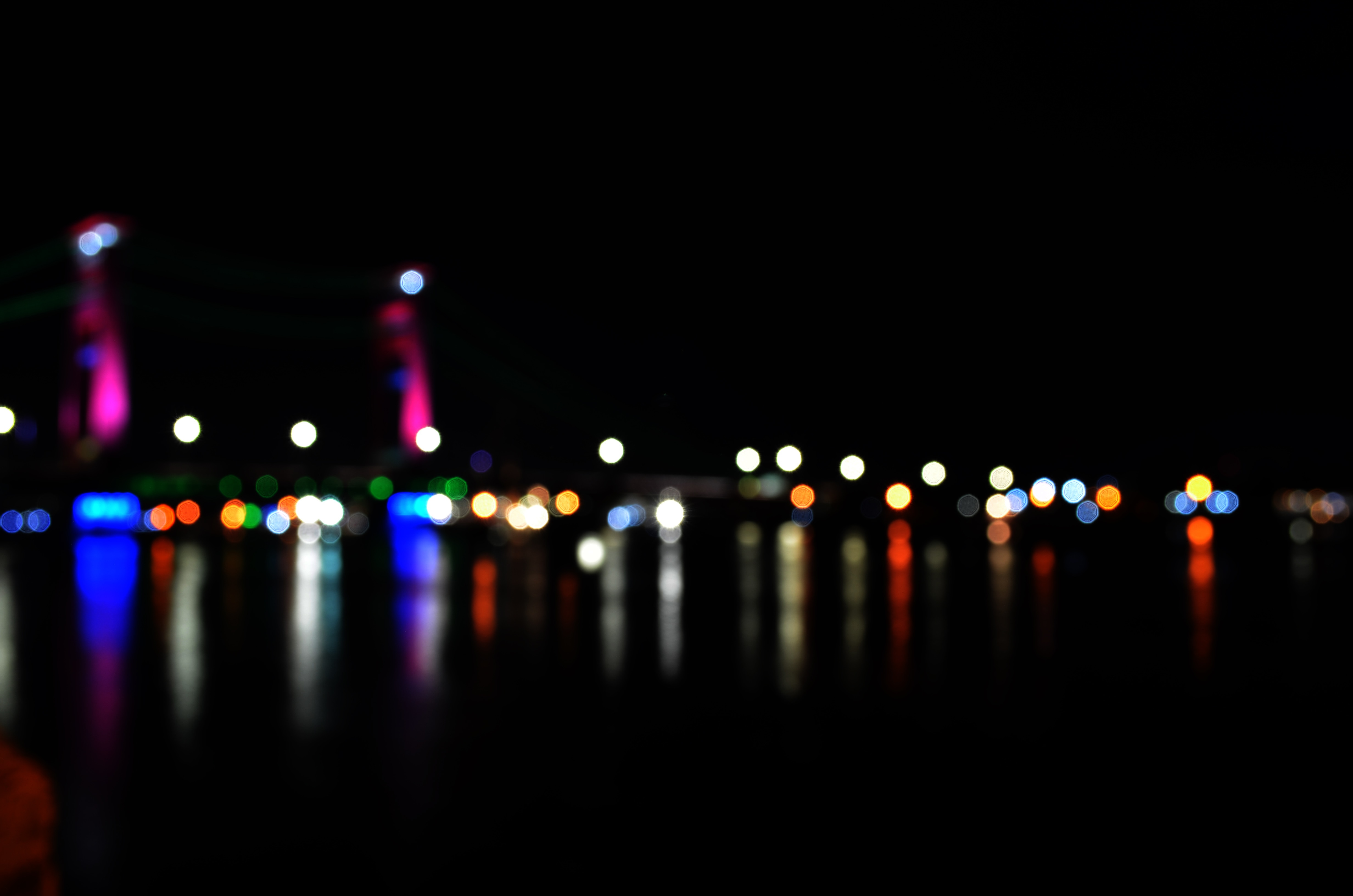 1366x768 Wallpaper City Lights Water Reflections During Night Peakpx