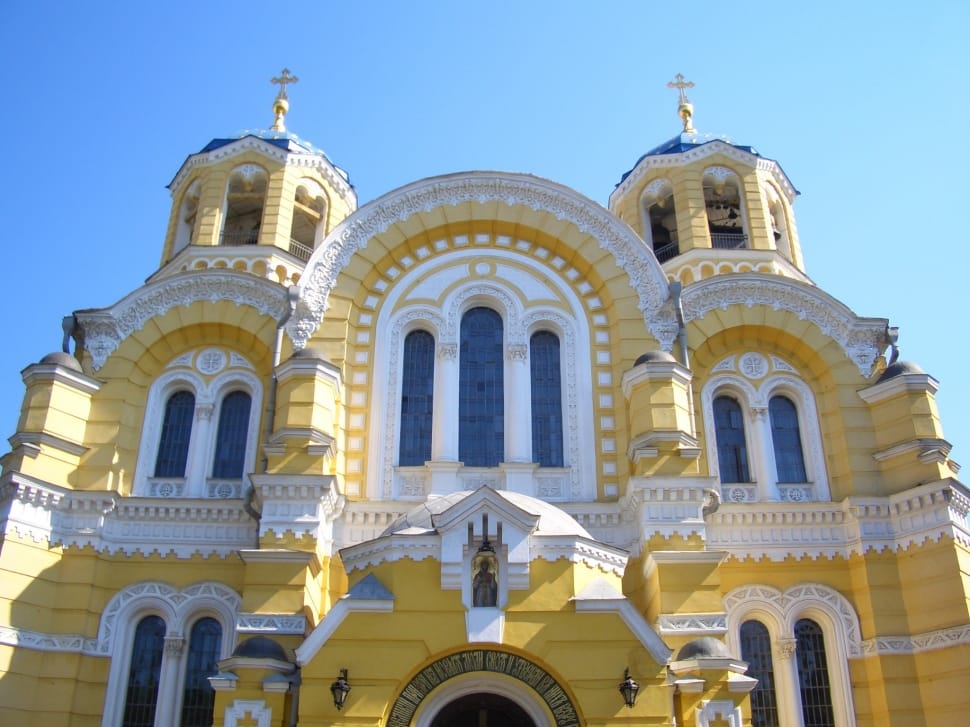 yellow and white painted church preview