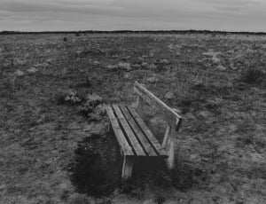 grayscale photography of wooden bench thumbnail