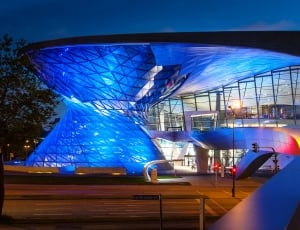 Munich, Bmw Welt, Architecture, blue, illuminated thumbnail