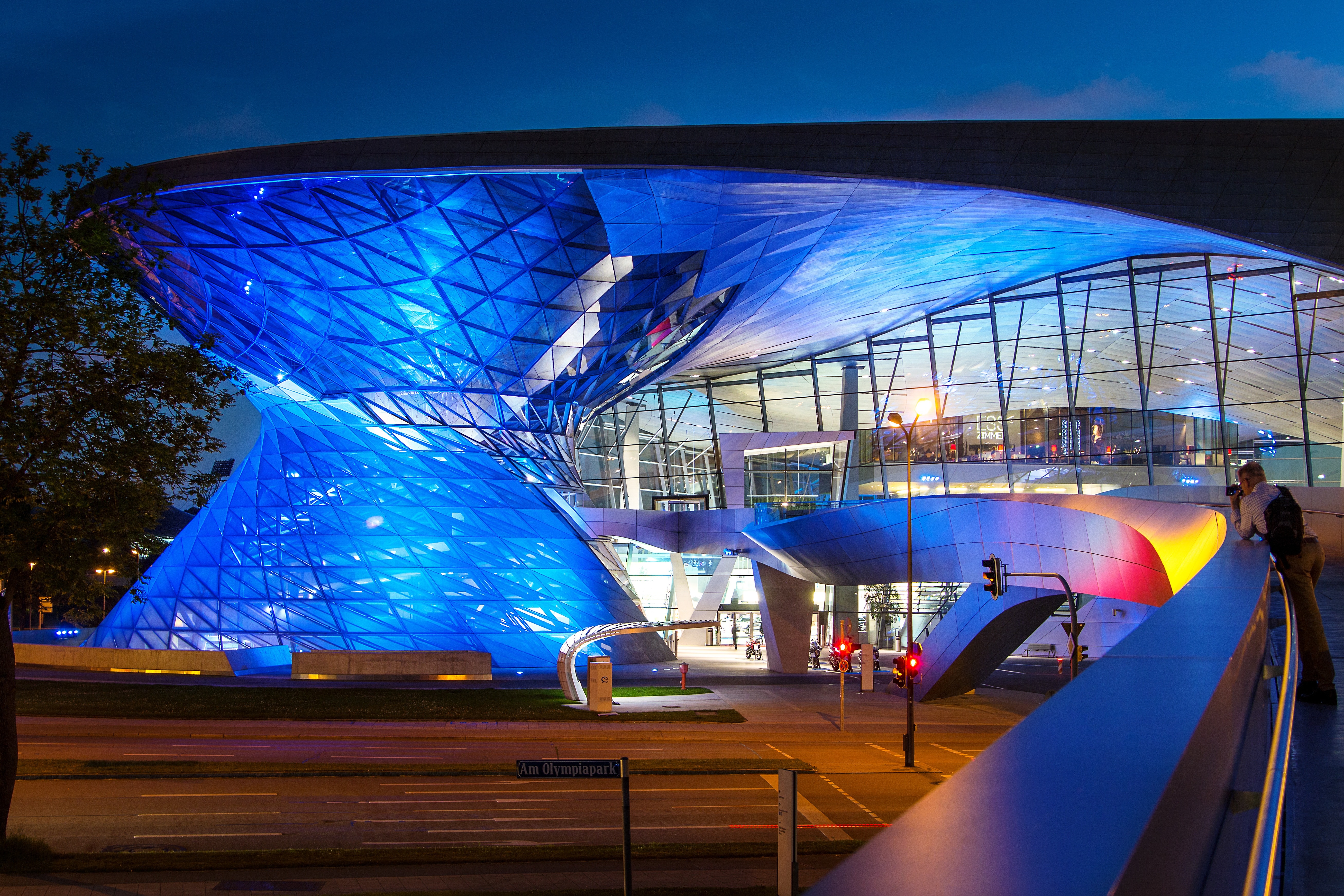 Munich, Bmw Welt, Architecture, blue, illuminated