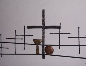 black, brass and copper wall decor thumbnail