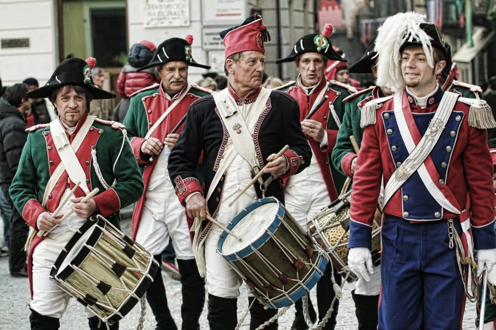 Men in historical clothing on parade preview