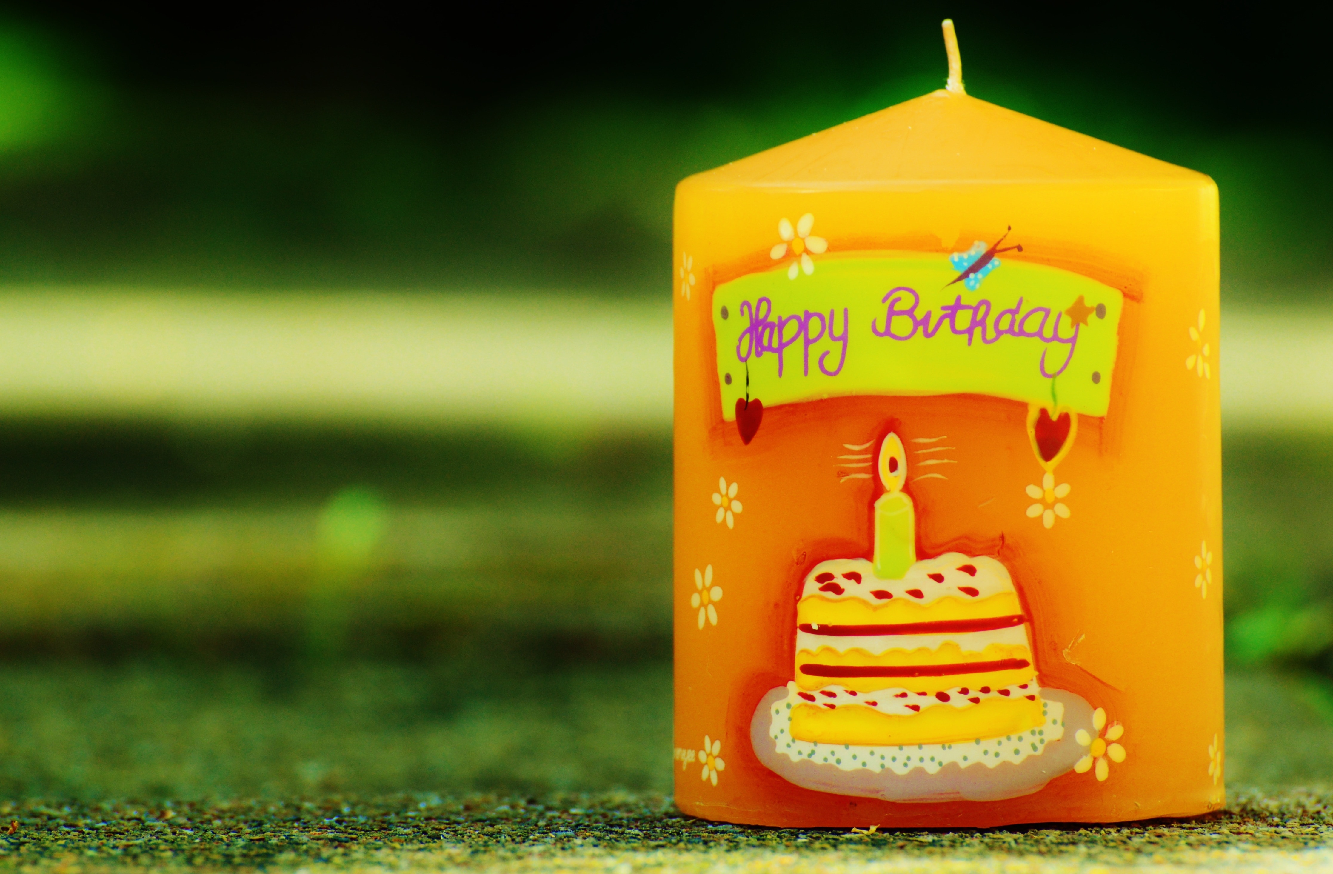 happy birthday pillar candle