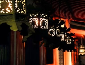 Lantern, Night, Kasuga Shrine, Nagoya, architecture, illuminated thumbnail