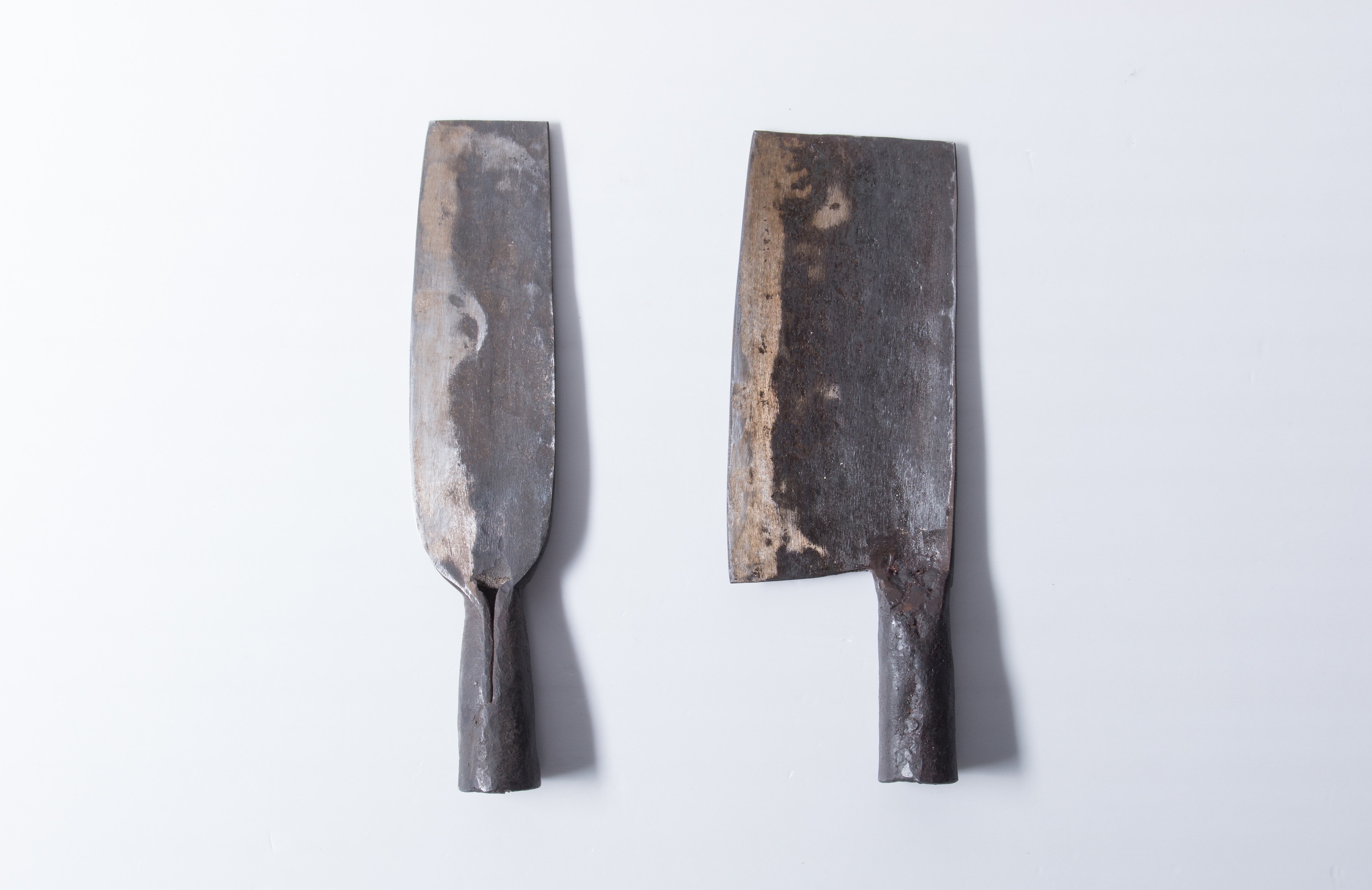 two silver steel chef's knife
