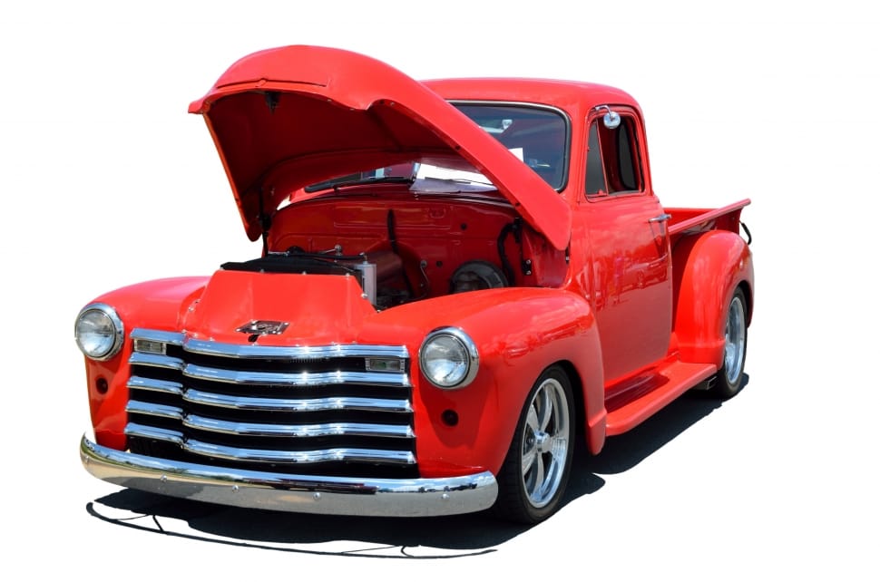 red classic single cab pickup truck preview