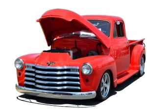 red classic single cab pickup truck thumbnail