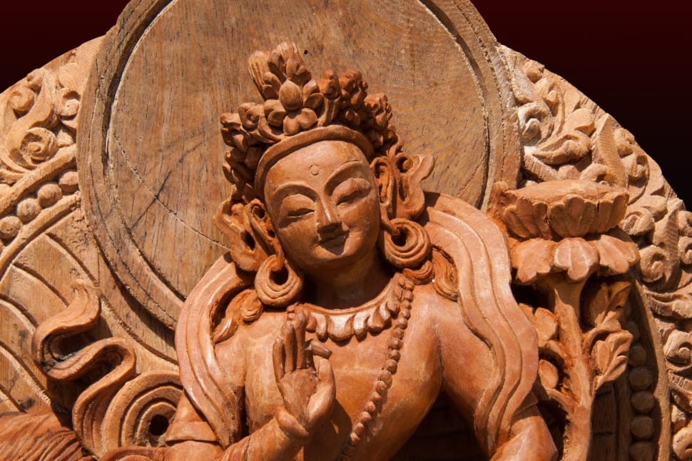 brown buddha wooden sculpture preview