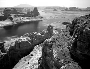gray scale photop of rock formation thumbnail