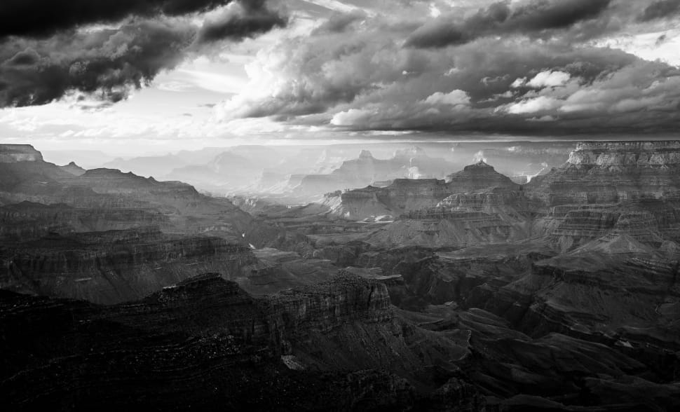 grayscale photo of mountains preview