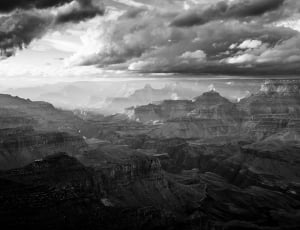 grayscale photo of mountains thumbnail