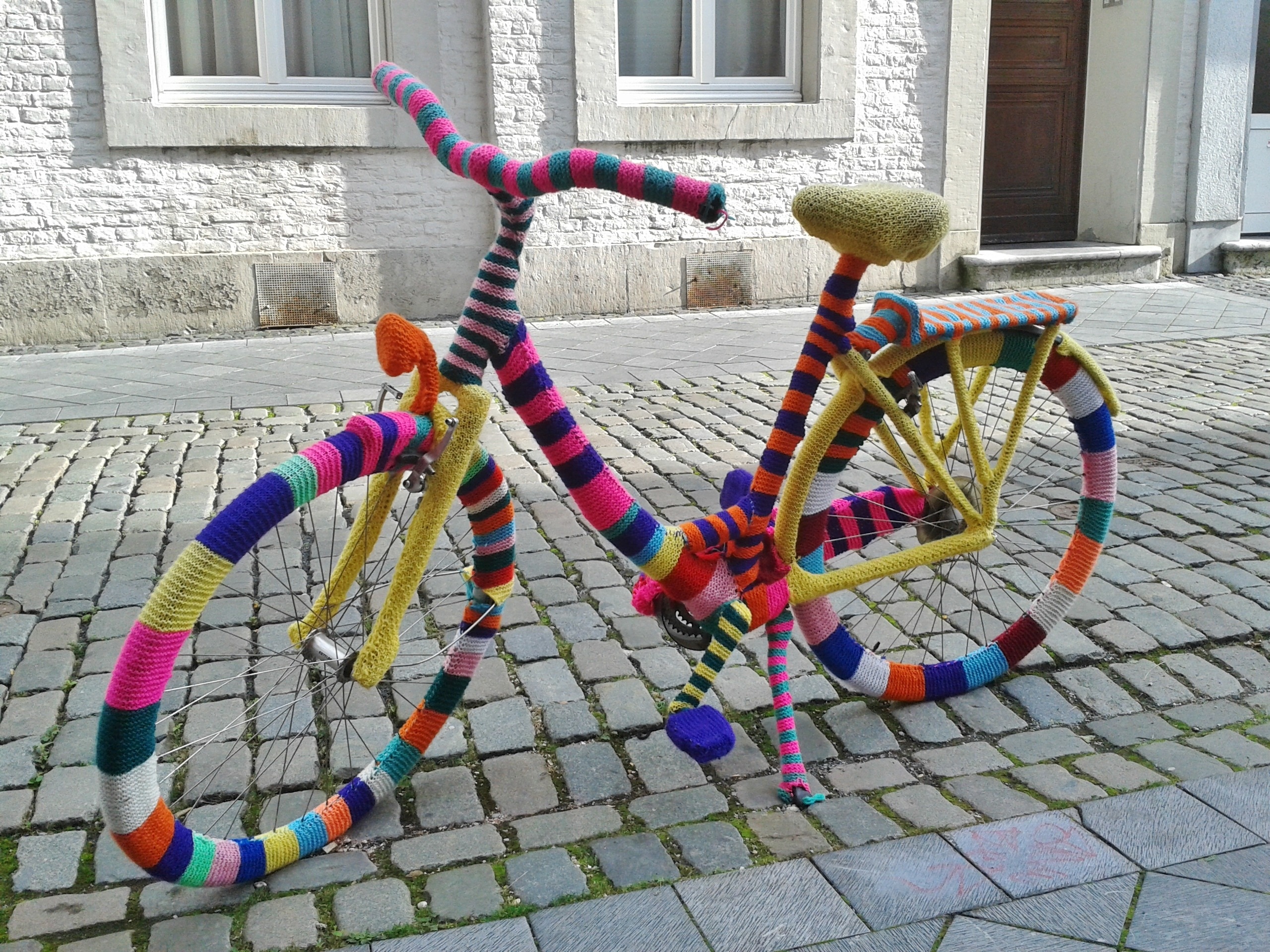 multi color stripe city bike